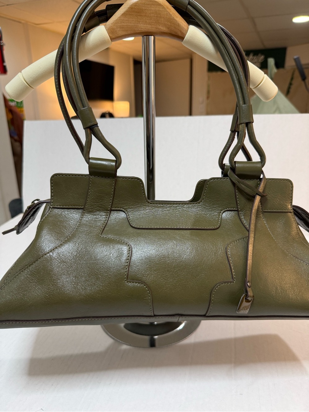 HOBO Olive Green Leather Satchel